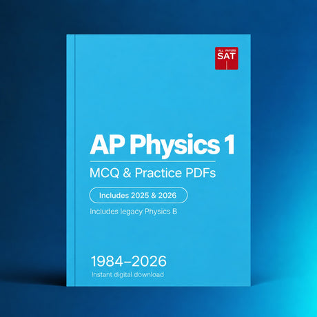 AP Physics 1 digital PDF collection cover, 1984–2026, Includes 2025 & 2026